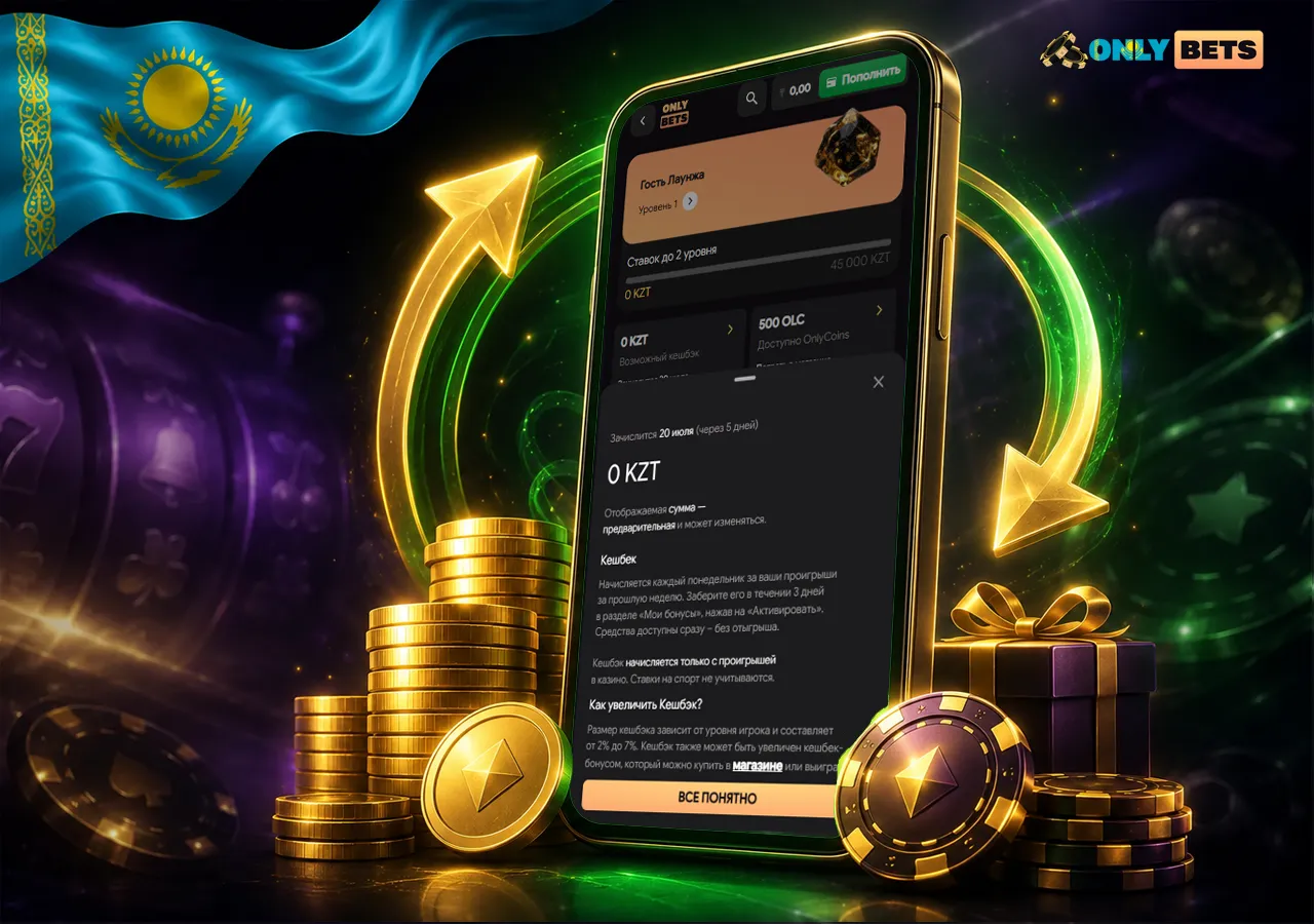 OnlyBets с возвратом средств, монетами и аккуратным премиум-дизайном