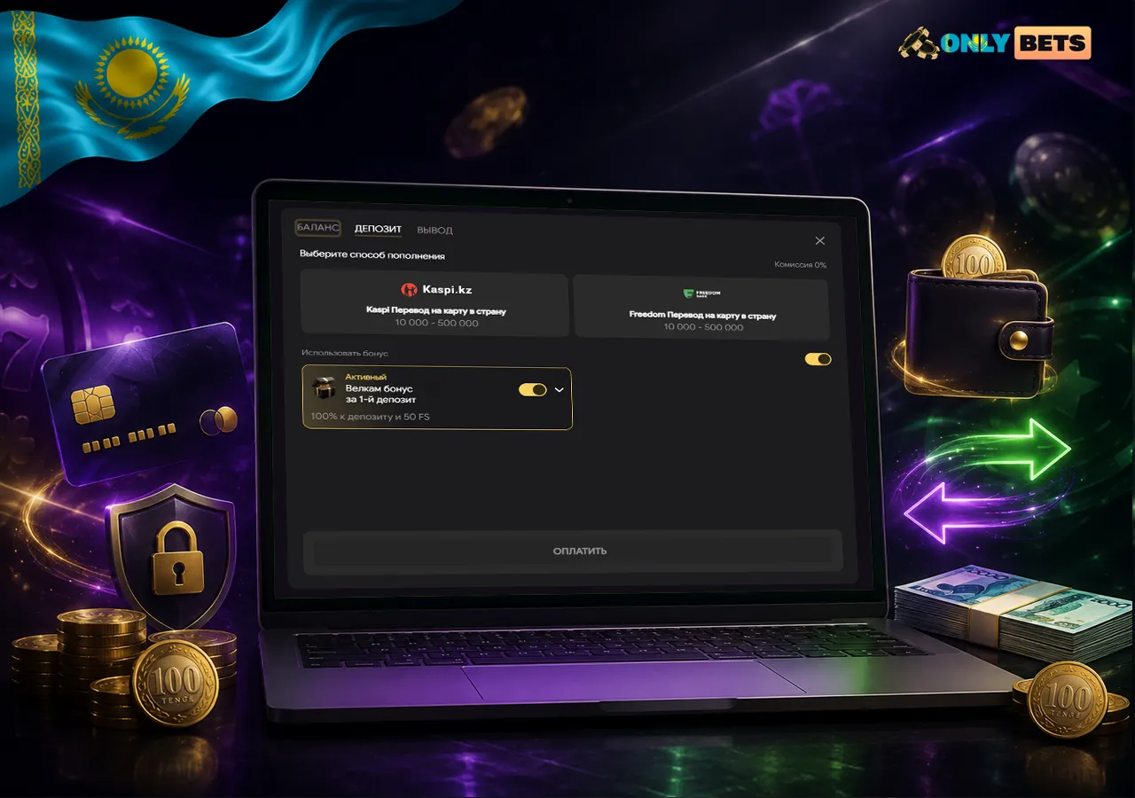 OnlyBets с платежами в тенге, удобным депозитом и аккуратным выводом